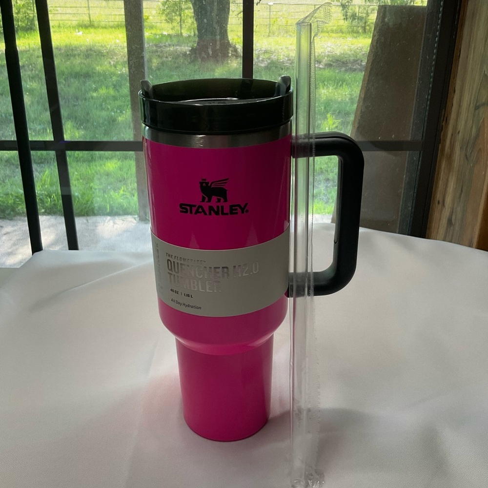 Stanley 40oz Neon Pink and Black Stainless Steel Tumbler